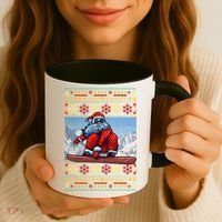 Funny Christmas Santa Claus Snowboarding Ugly Sweater Gift Funny Gift Coffee Mug thumb 3