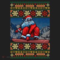 Funny Christmas Santa Claus Snowboarding Ugly Sweater Gift Funny Gift Beanie thumb 2