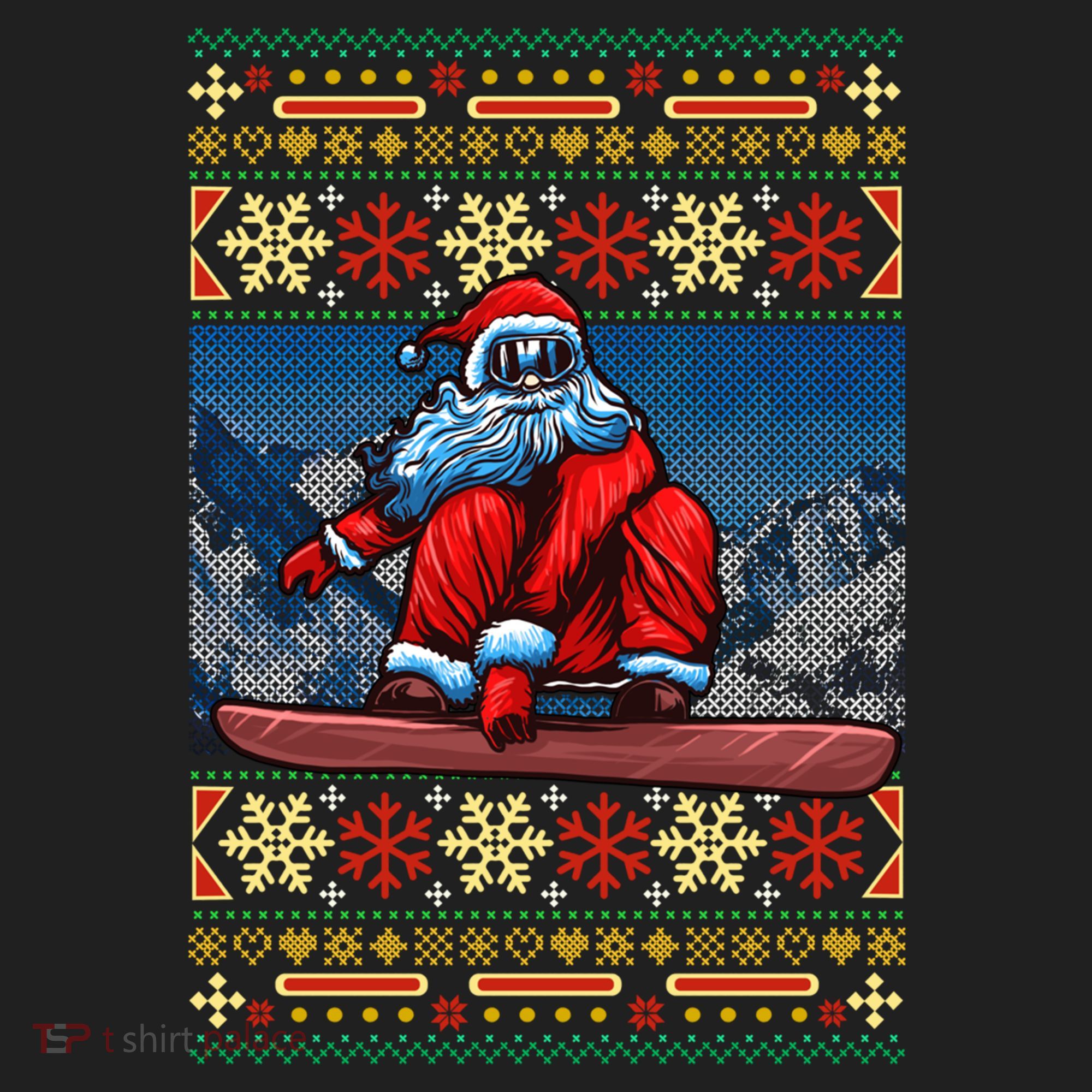 Funny Christmas Santa Claus Snowboarding Ugly Sweater Gift Funny Gift Beanie