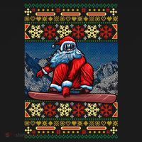 Funny Christmas Santa Claus Snowboarding Ugly Sweater Gift Funny Gift Ornament thumb 1
