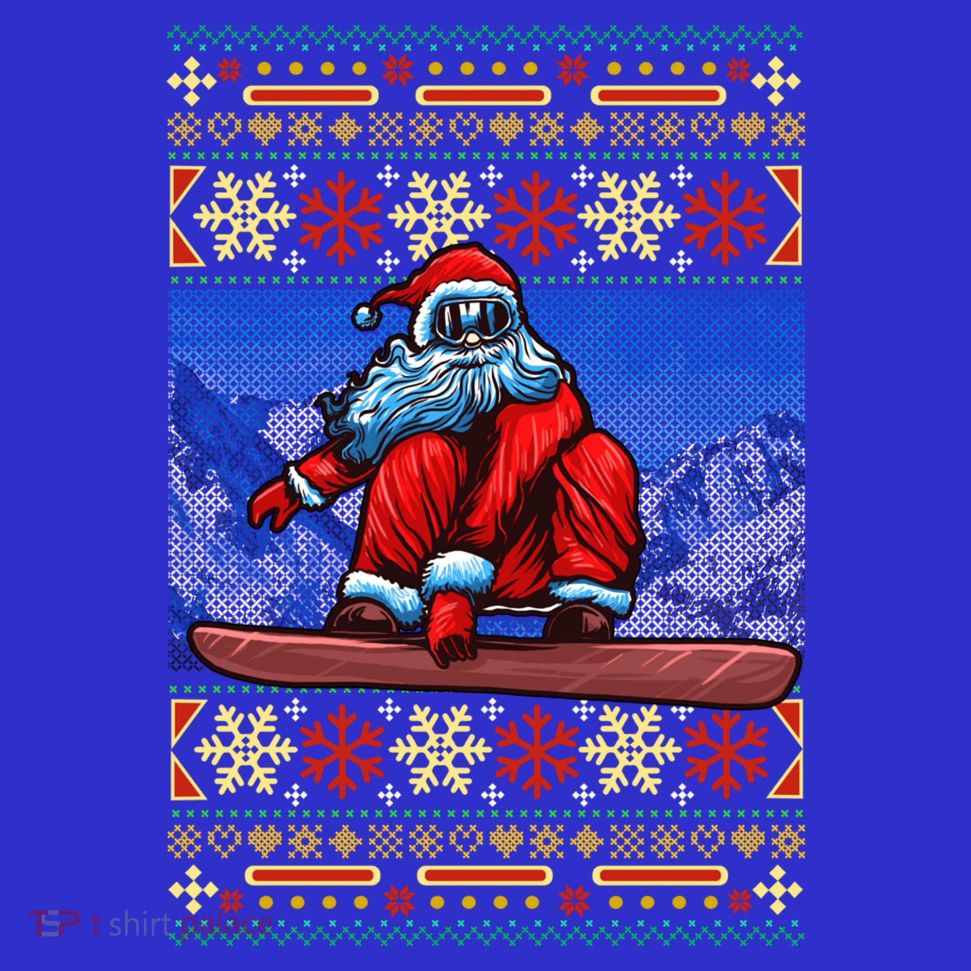 Funny Christmas Santa Claus Snowboarding Ugly Sweater Gift Funny Gift Long Sleeve Shirt