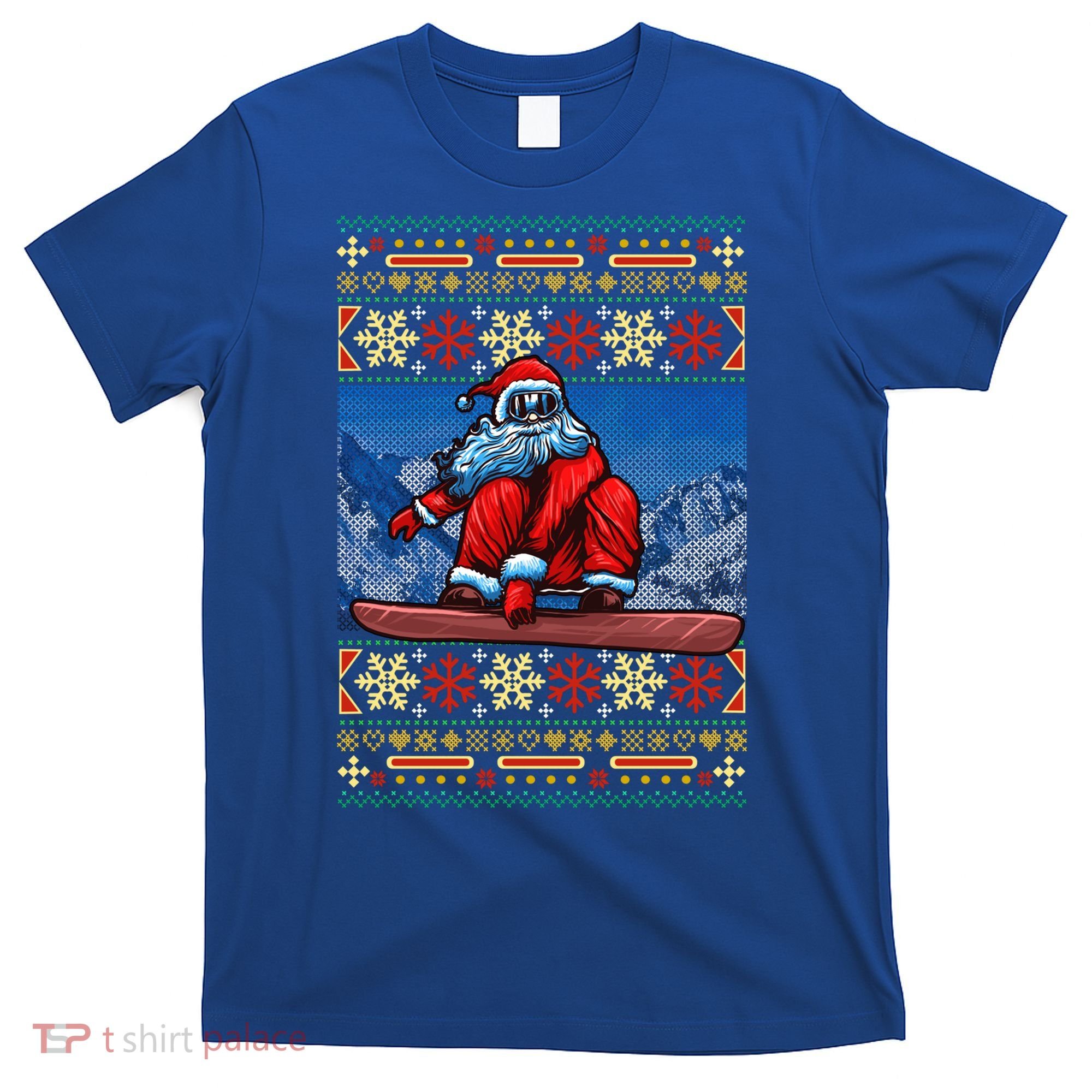 Funny Christmas Santa Claus Snowboarding Ugly Sweater Gift Funny Gift T-Shirt