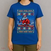 Funny Christmas Santa Claus Snowboarding Ugly Sweater Gift Funny Gift T-Shirt thumb 4