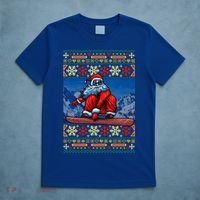 Funny Christmas Santa Claus Snowboarding Ugly Sweater Gift Funny Gift T-Shirt thumb 5
