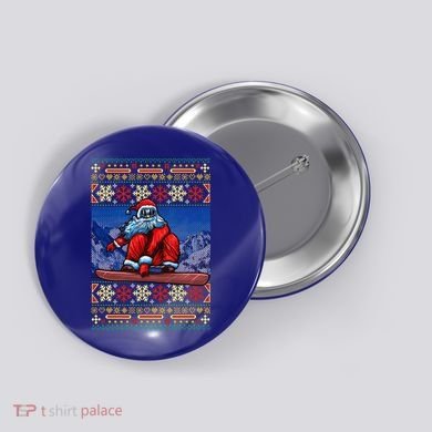 Funny Christmas Santa Claus Snowboarding Ugly Sweater Gift Funny Gift Button