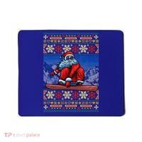 Funny Christmas Santa Claus Snowboarding Ugly Sweater Gift Funny Gift Mousepad thumb 0