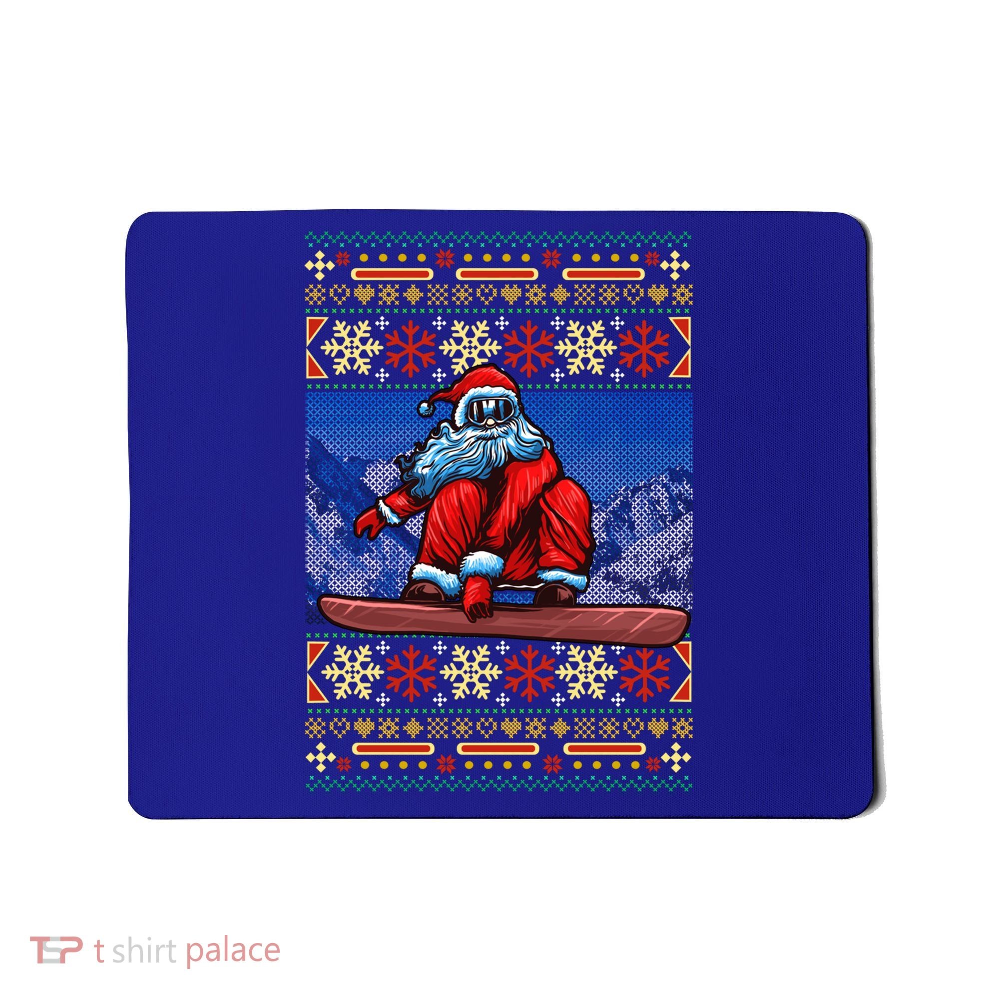 Funny Christmas Santa Claus Snowboarding Ugly Sweater Gift Funny Gift Mousepad