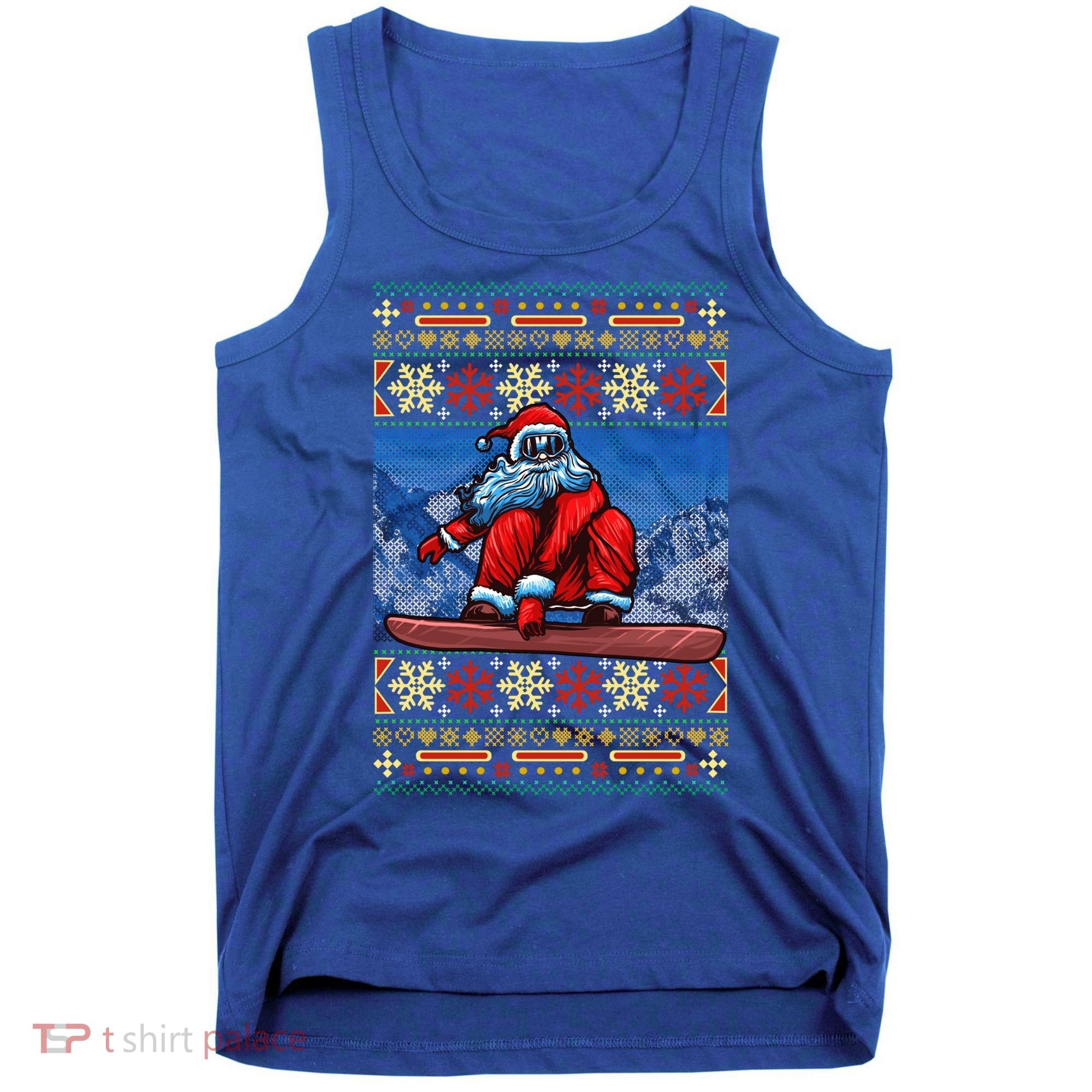 Funny Christmas Santa Claus Snowboarding Ugly Sweater Gift Funny Gift Tank Top