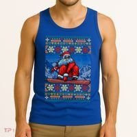 Funny Christmas Santa Claus Snowboarding Ugly Sweater Gift Funny Gift Tank Top thumb 3