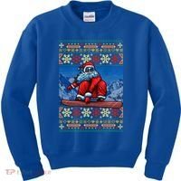 Funny Christmas Santa Claus Snowboarding Ugly Sweater Gift Funny Gift Kids Sweatshirt thumb 0