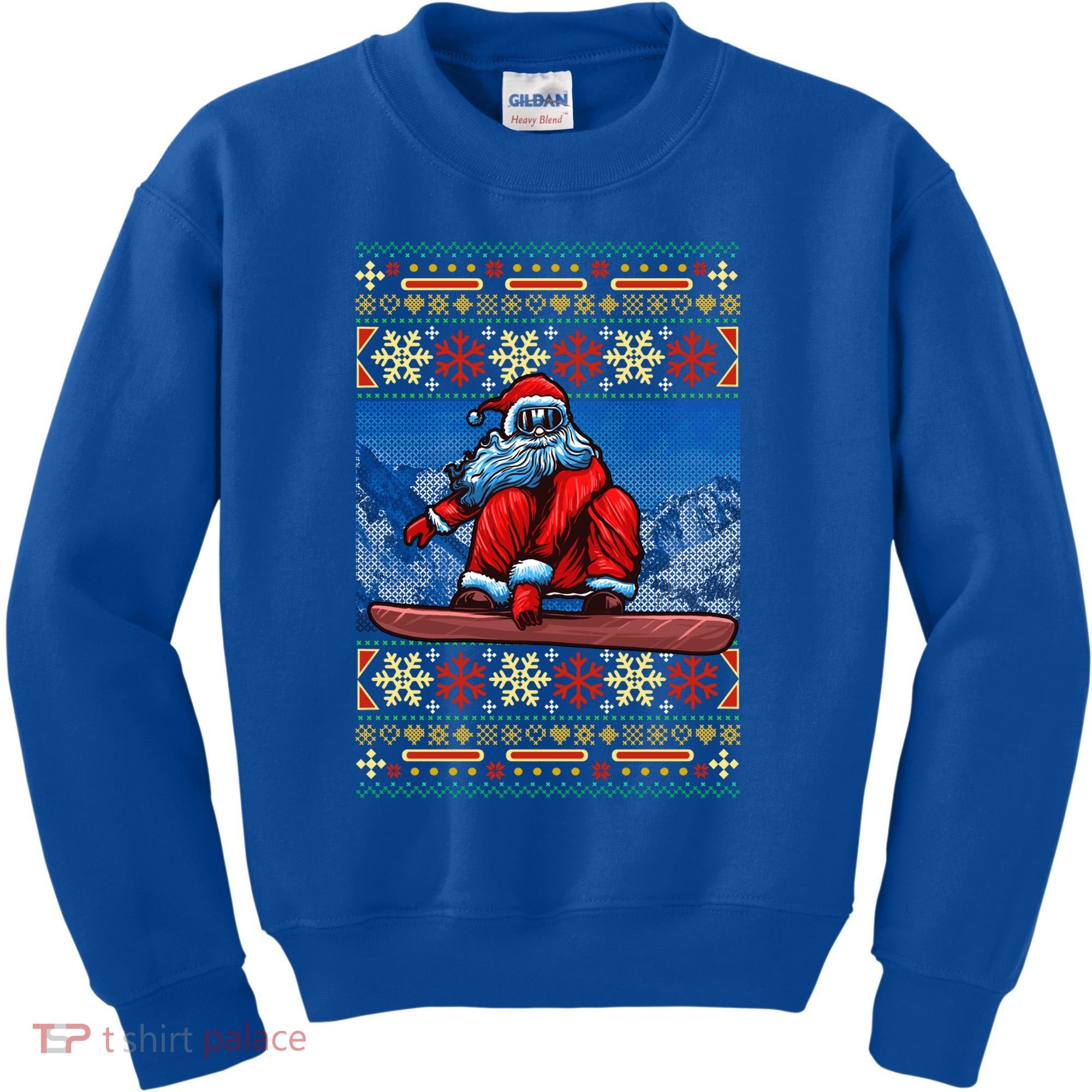 Funny Christmas Santa Claus Snowboarding Ugly Sweater Gift Funny Gift Kids Sweatshirt