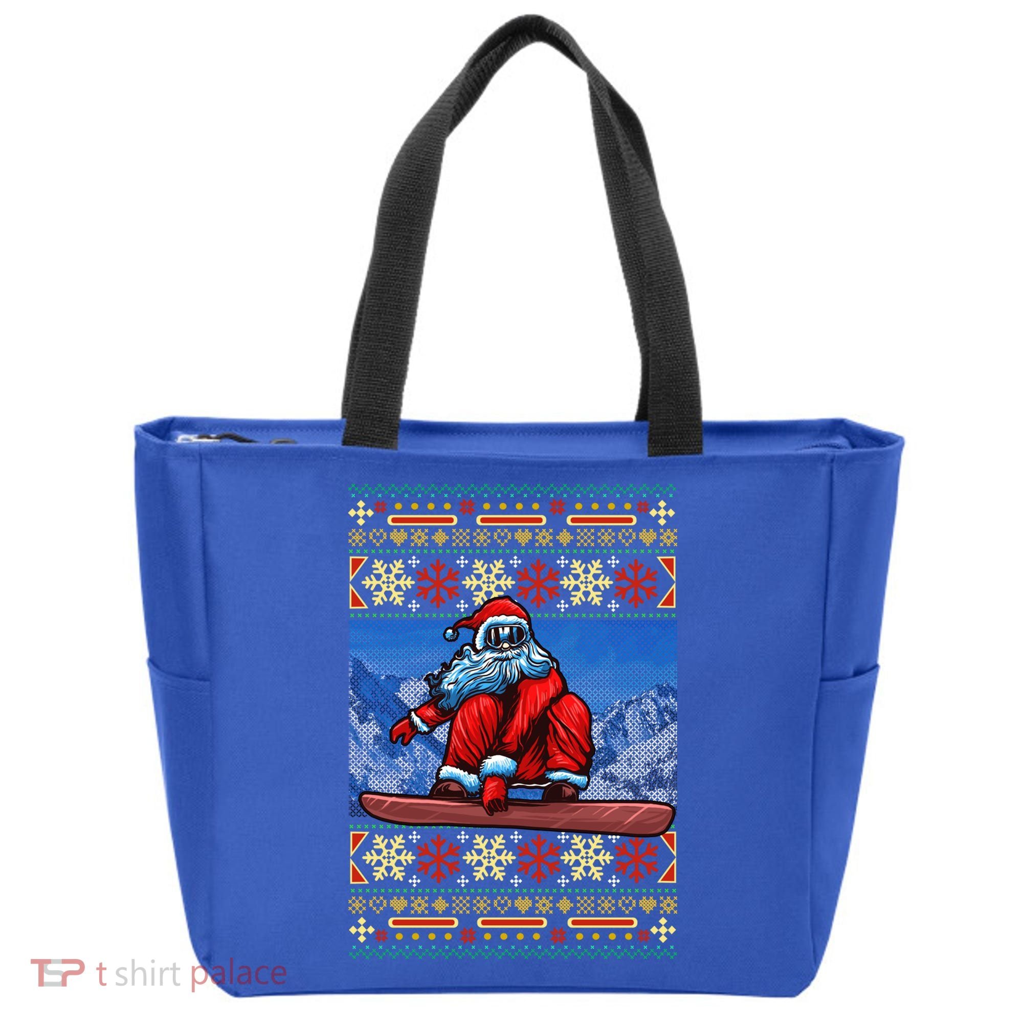 Funny Christmas Santa Claus Snowboarding Ugly Sweater Gift Funny Gift Tote Bag