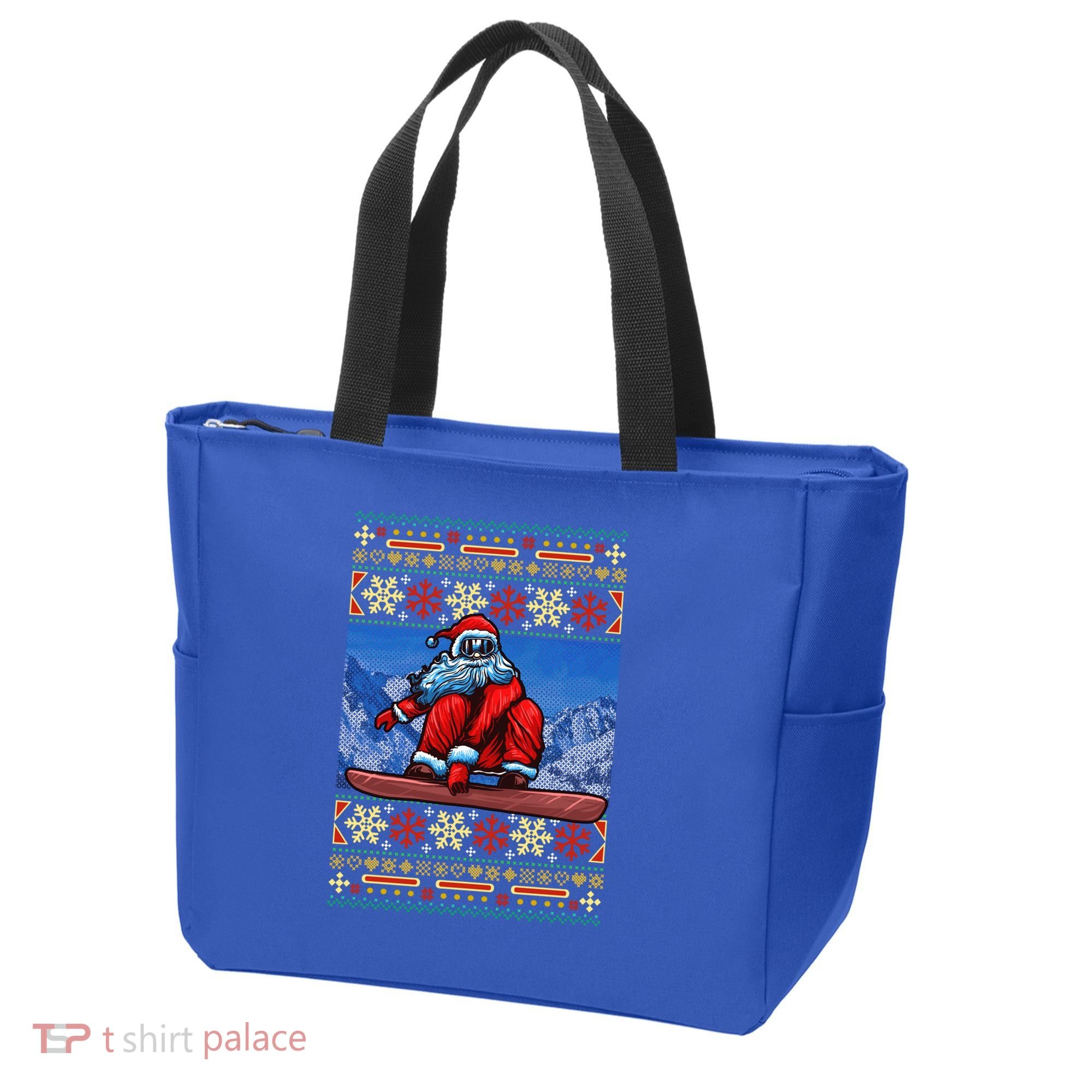 Funny Christmas Santa Claus Snowboarding Ugly Sweater Gift Funny Gift Tote Bag