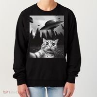 Funny Cat Selfie With Ufos Women's Sweatshirt thumb 0