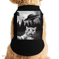 Funny Cat Selfie With Ufos Doggie Tank thumb 0