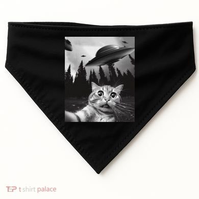 Funny Cat Selfie With Ufos USA-Made Doggie Bandana