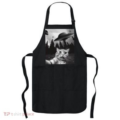 Funny Cat Selfie With Ufos Apron
