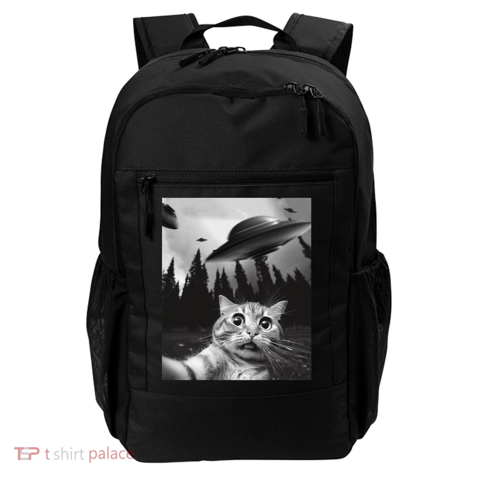 Funny Cat Selfie With Ufos Backpack