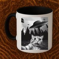 Funny Cat Selfie With Ufos Coffee Mug thumb 2