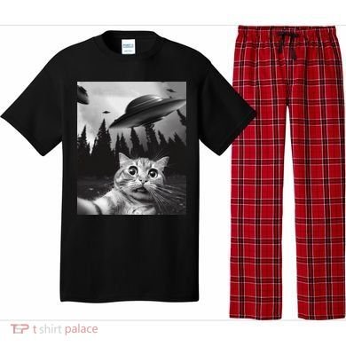 Funny Cat Selfie With Ufos Pajama Set