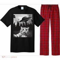Funny Cat Selfie With Ufos Pajama Set thumb 0
