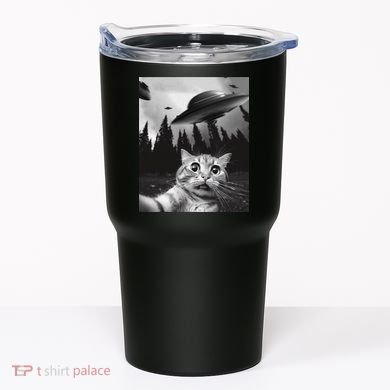 Funny Cat Selfie With Ufos Tumbler
