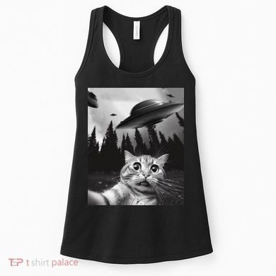 Funny Cat Selfie With Ufos Women's Tank Top