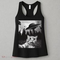 Funny Cat Selfie With Ufos Women's Tank Top thumb 3