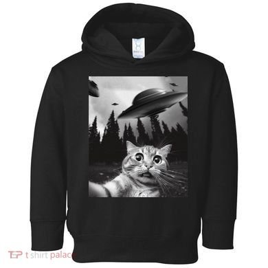 Funny Cat Selfie With Ufos Toddler Hoodie