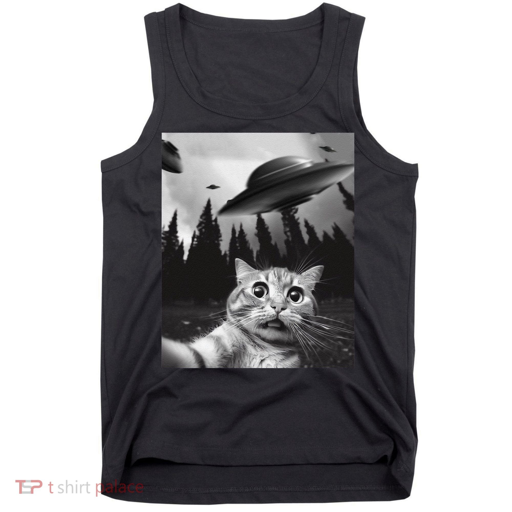 Funny Cat Selfie With Ufos Tank Top