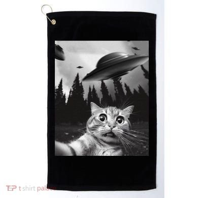 Funny Cat Selfie With Ufos Golf Towel
