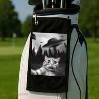 Funny Cat Selfie With Ufos Golf Towel thumb 2