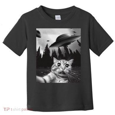 Funny Cat Selfie With Ufos Toddler T-Shirt