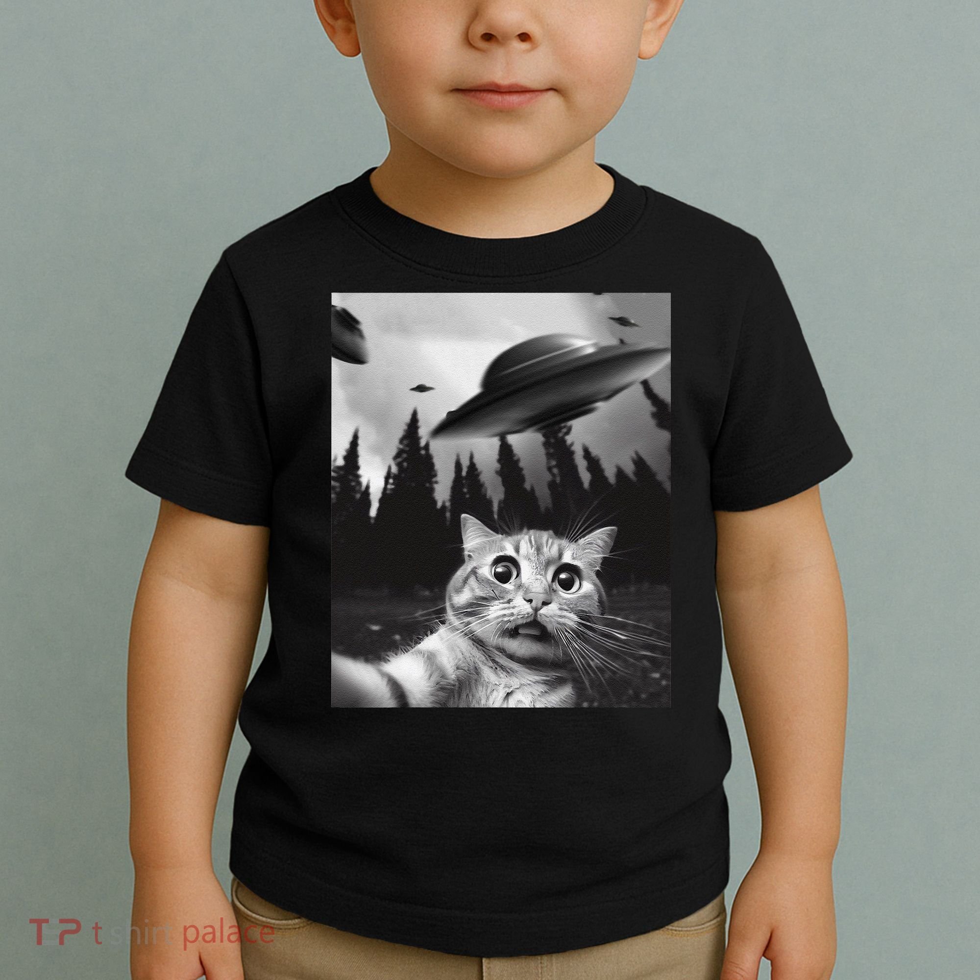Funny Cat Selfie With Ufos Toddler T-Shirt