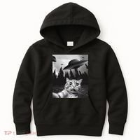 Funny Cat Selfie With Ufos Kids Hoodie thumb 0