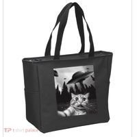 Funny Cat Selfie With Ufos Tote Bag thumb 2