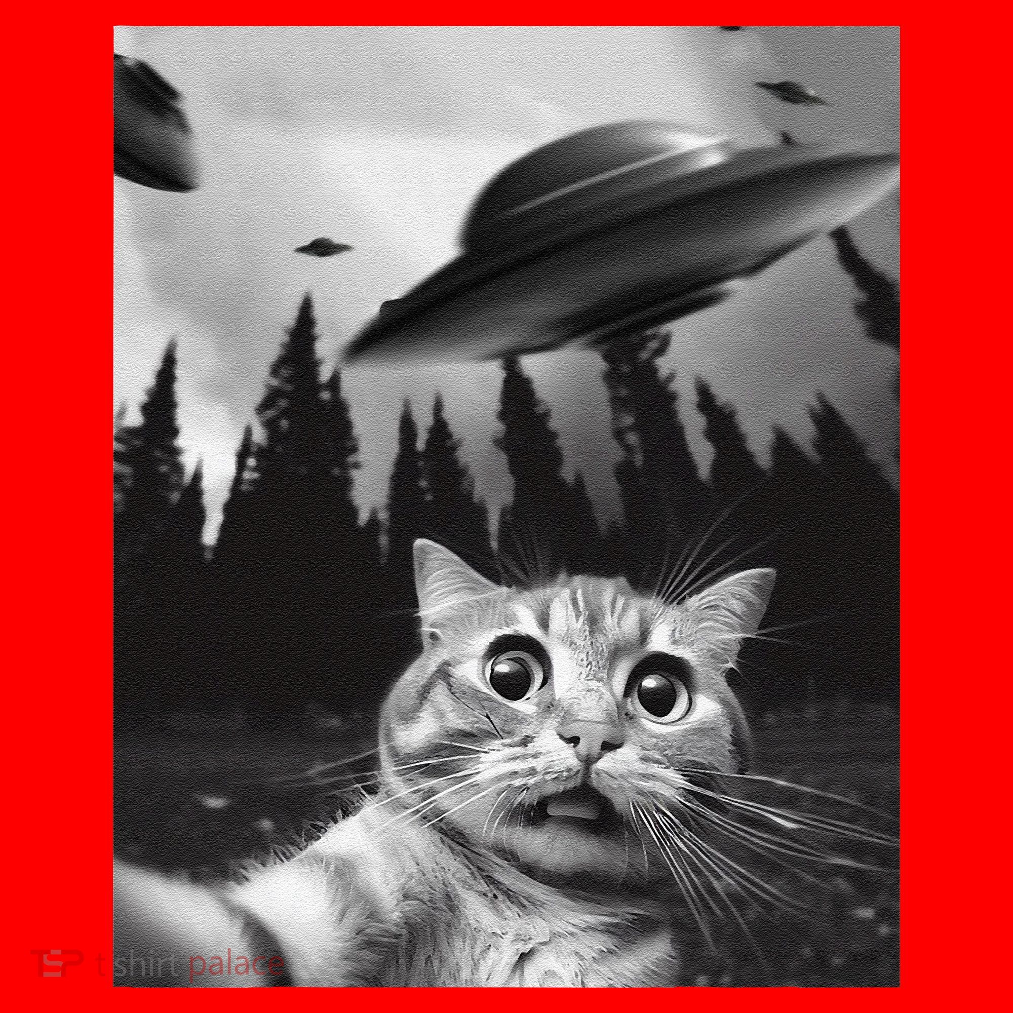 Funny Cat Selfie With Ufos Santa Hat
