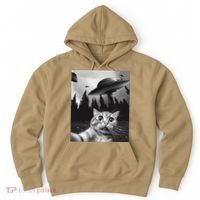 Funny Cat Selfie With Ufos Hoodie thumb 0