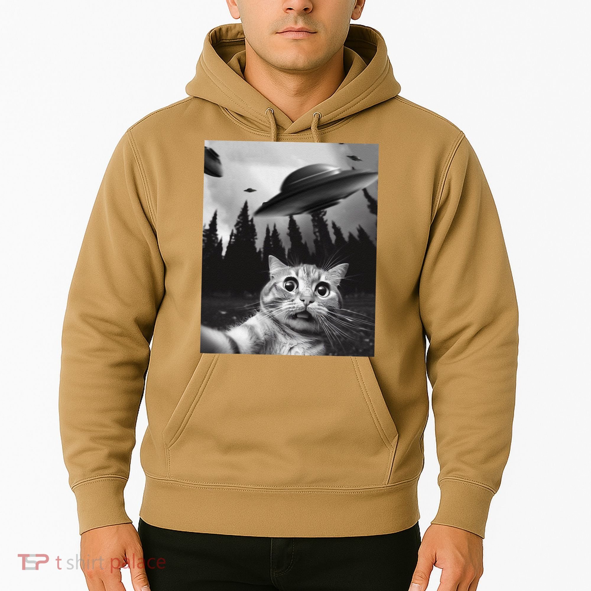 Funny Cat Selfie With Ufos Hoodie