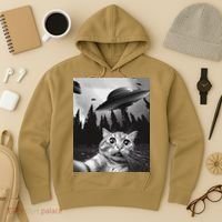 Funny Cat Selfie With Ufos Hoodie thumb 3
