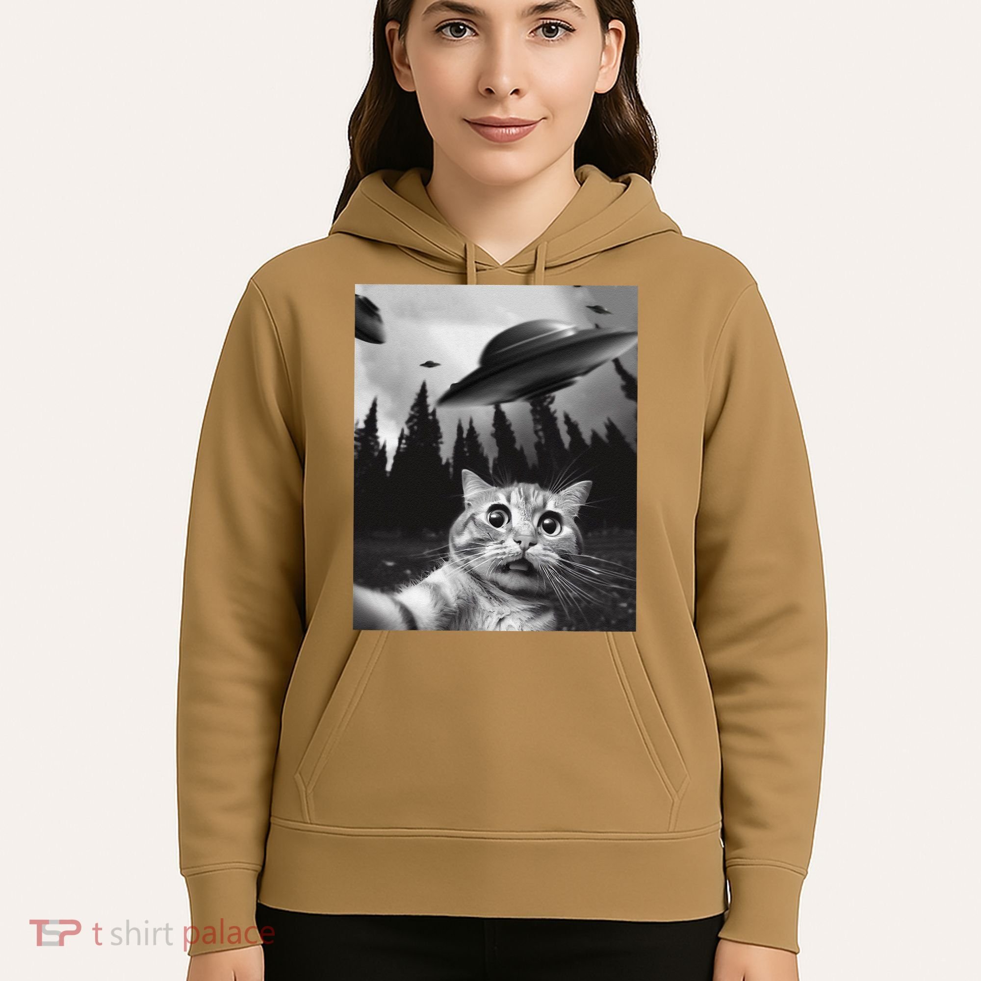 Funny Cat Selfie With Ufos Hoodie
