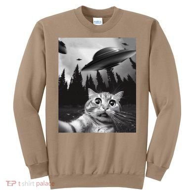 Funny Cat Selfie With Ufos Sweatshirt
