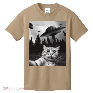 Funny Cat Selfie With Ufos Kids T-Shirt