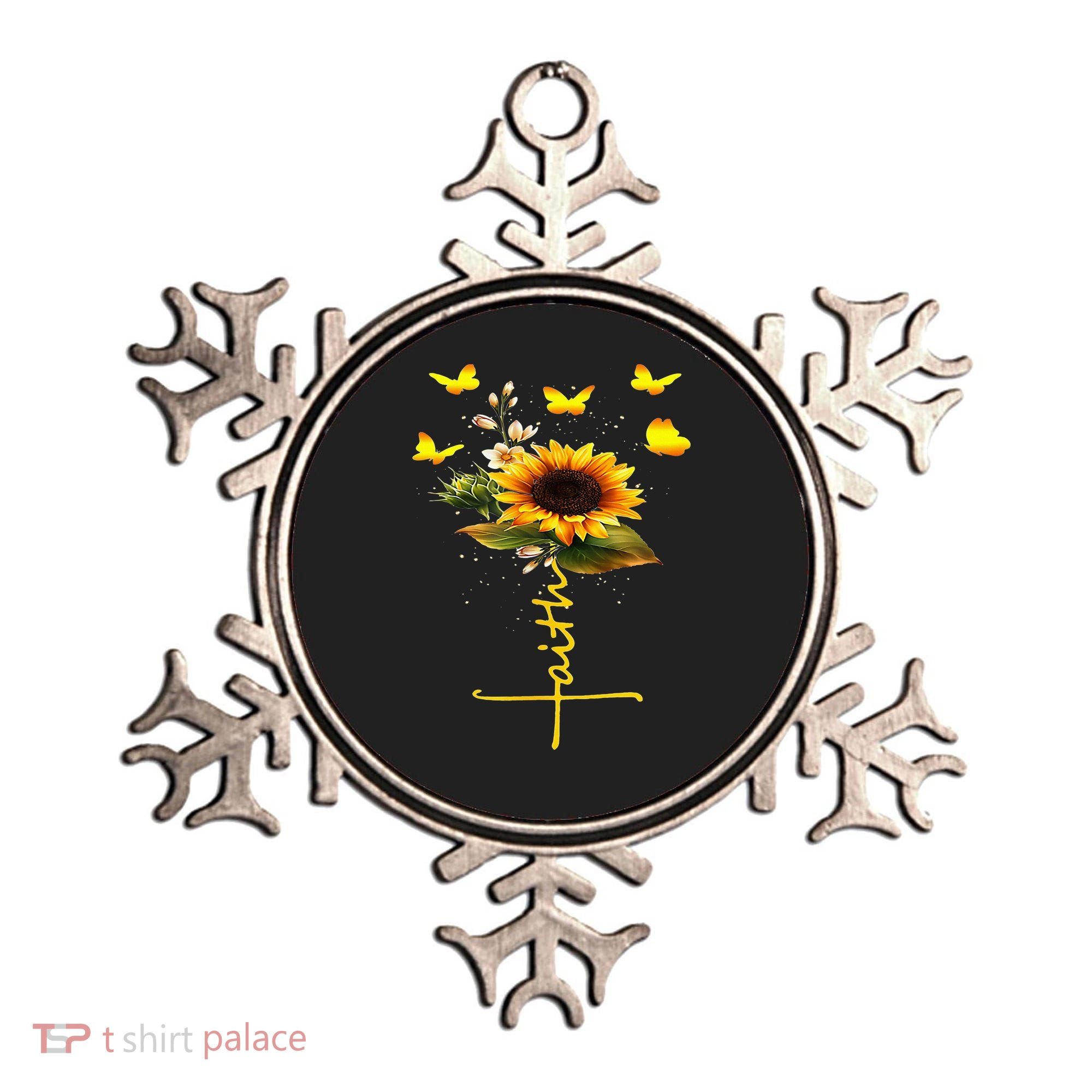 Faith Cross Sunflower Butterflies Flowers Christians Ornament