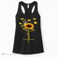 Faith Cross Sunflower Butterflies Flowers Christians Women's Tank Top thumb 0