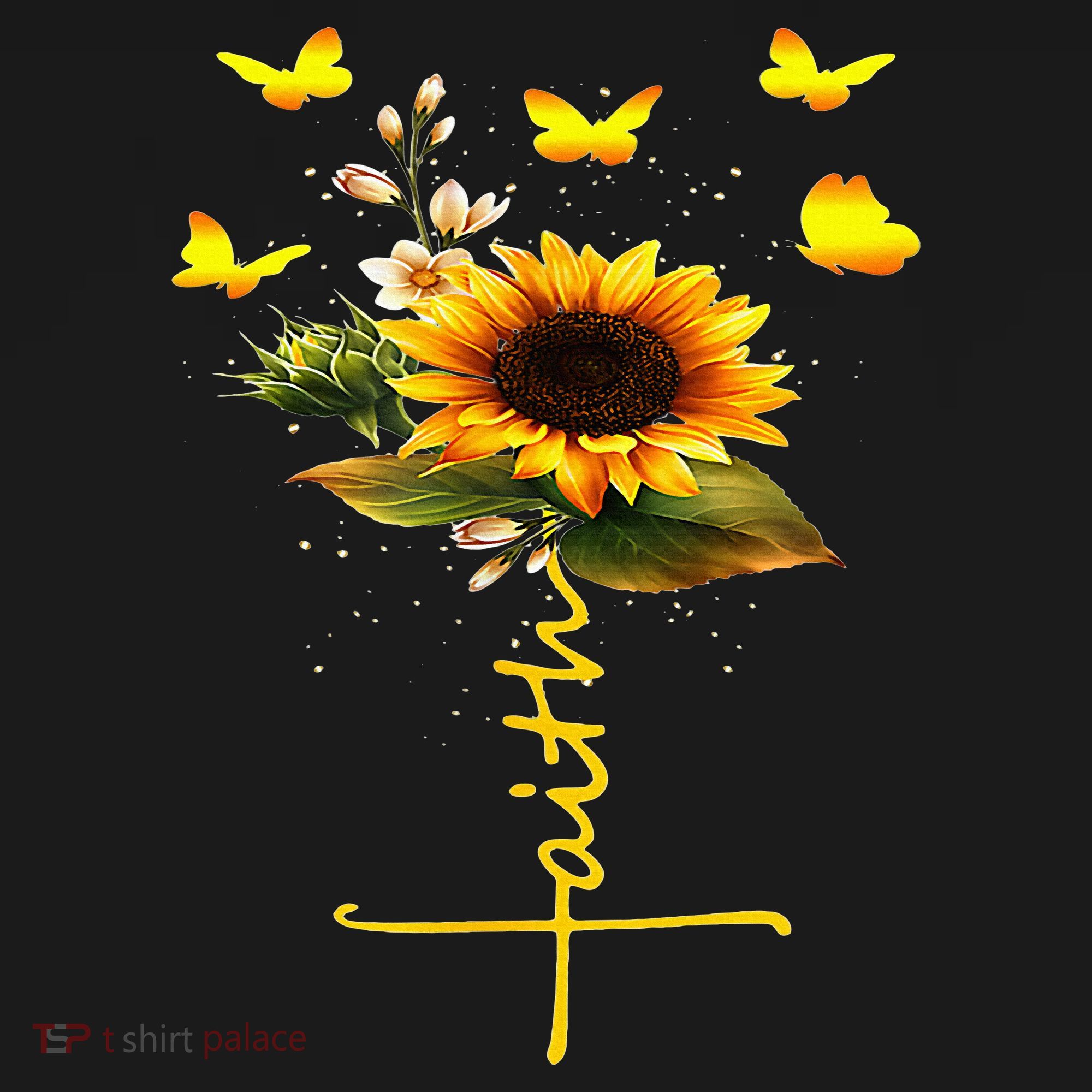 Faith Cross Sunflower Butterflies Flowers Christians Women's Tank Top