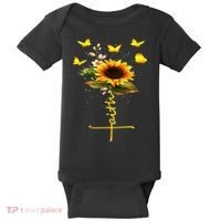 Faith Cross Sunflower Butterflies Flowers Christians Baby Bodysuit thumb 0