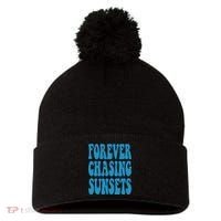 Forever Chasing Sunsets Retro Summer Pom Pom 12in Knit Beanie thumb 0