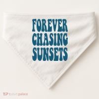 Forever Chasing Sunsets Retro Summer USA-Made Doggie Bandana thumb 0