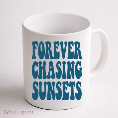 Forever Chasing Sunsets Retro Summer Coffee Mug back